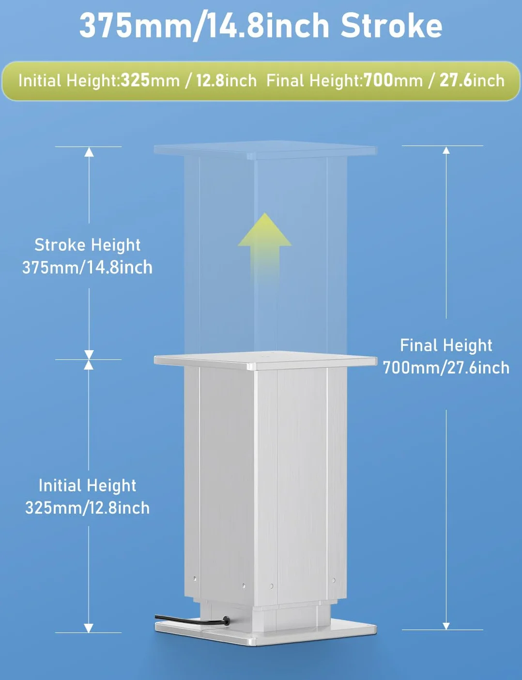DIHOOL Plataforma de elevación síncrona de 2 piezas de la columna de elevación eléctrica (capacidad de carga 120kg, altura de elevación 375mm)