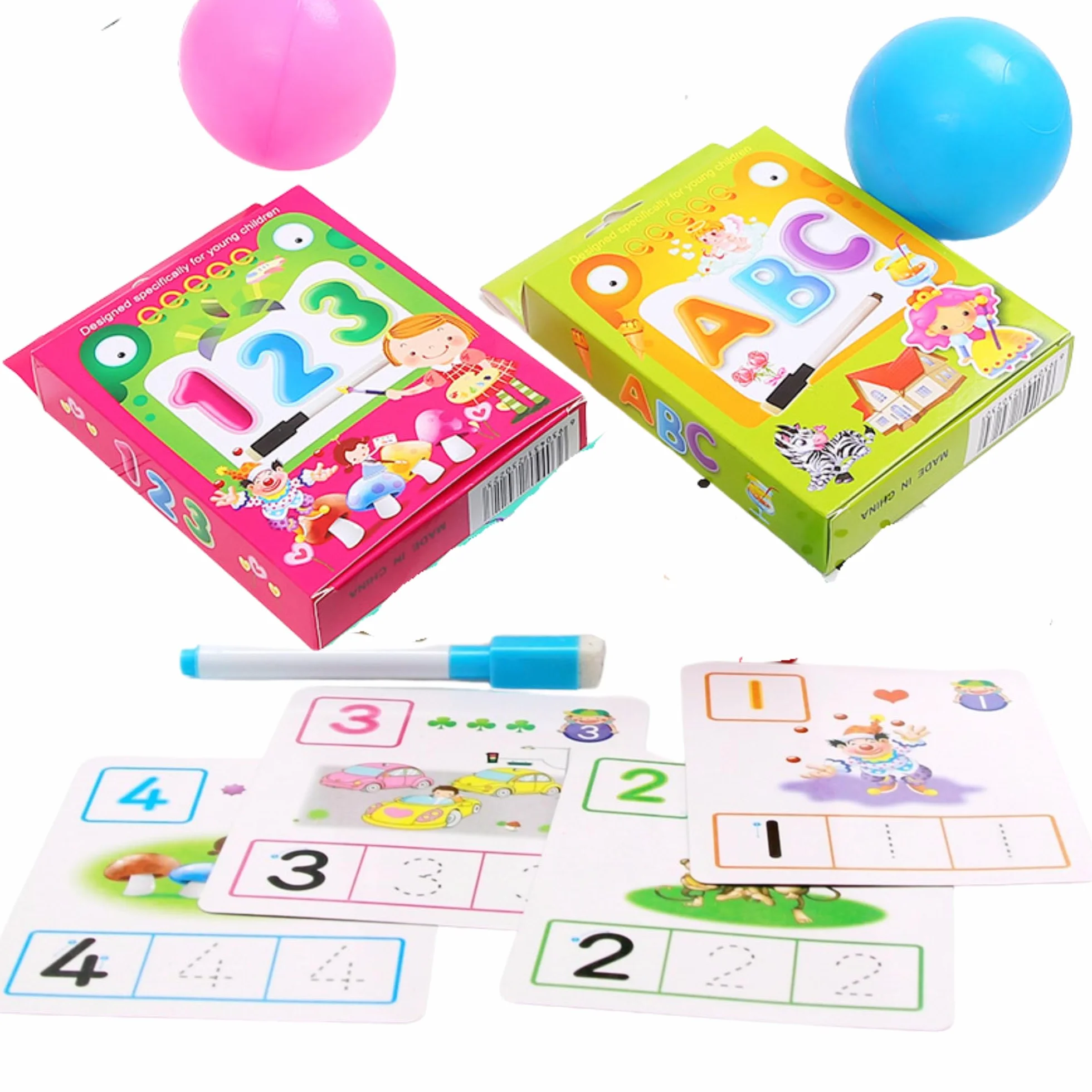 Tarjetas Educativas Montessori para Aprender a Leer, Escribir, Números, Sumar y Restar, Incluye Rotulador con Borrador, Educación Infantil 4+