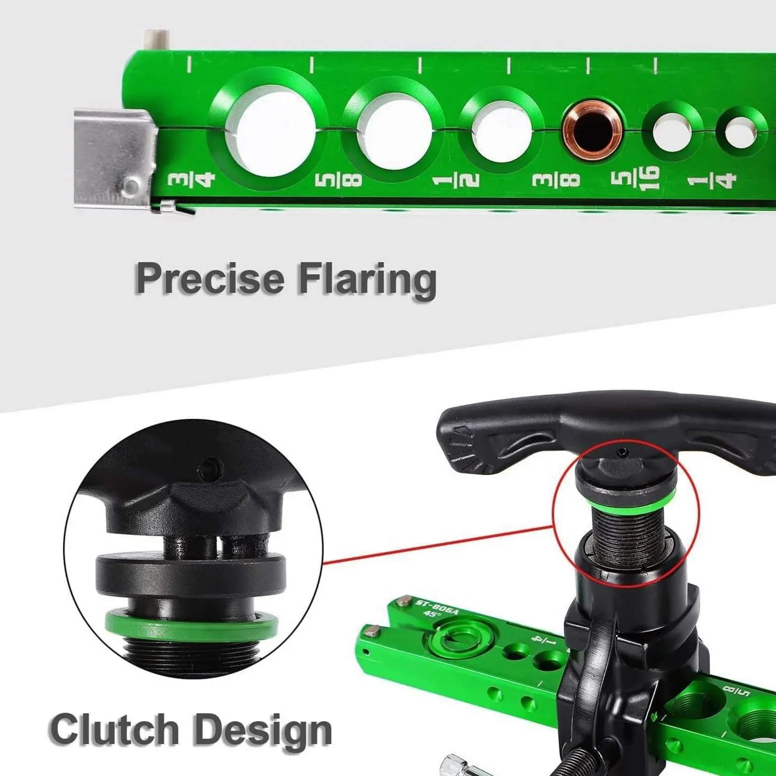 5 in 1 Kit Abocardador Tubos para Aire Acondicionado,adecuado para abocardador de tubos de cobre de 1/4”-3/4”y 6-19 mm,abocardador de tubo único 45°,con cortatubos y herramienta de desbarbado