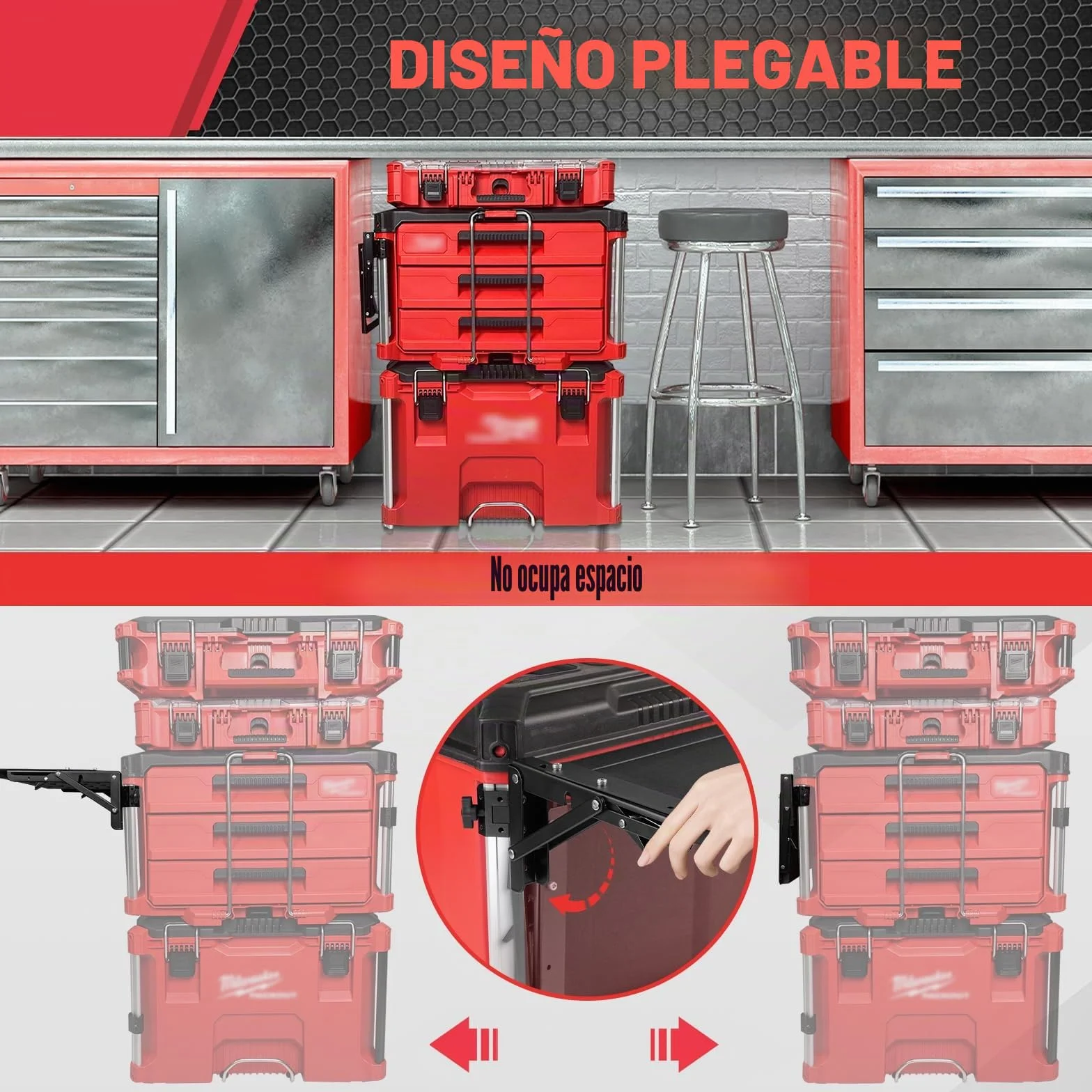 Mesa plegable magnética para caja de herramientas Milwaukee Packout