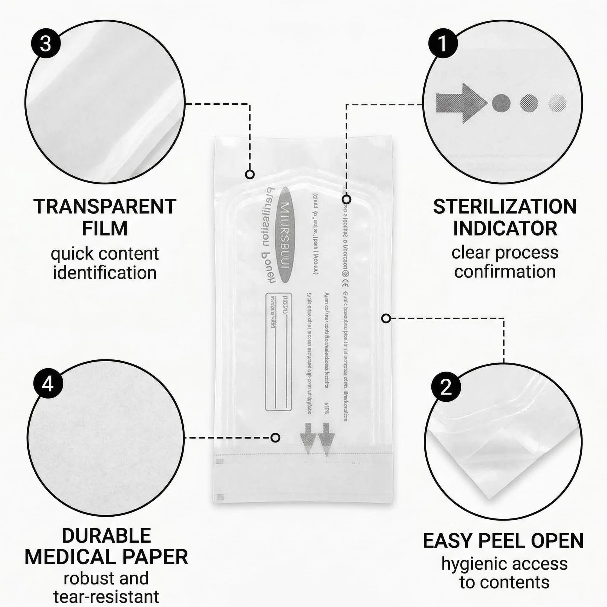 Bolsas de esterilización PVC autosellantes 57x130 mm 110 unidades