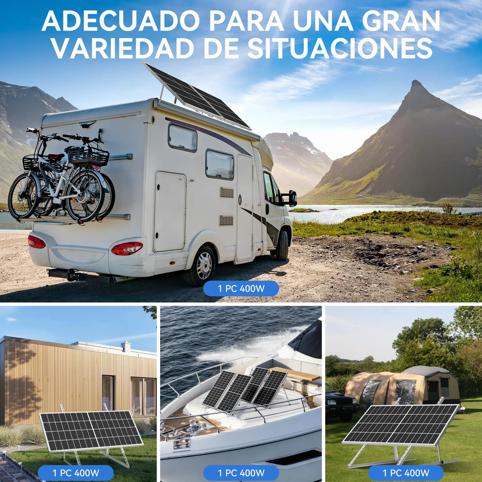 4 juegos de 47 pulgadas de anodización de 47 pulgadas, soportes de montaje ajustables para panel solar, patas inclinables plegables, soporte de paneles solares de 100, 200, 300, 400, 500 W, 4-8 (4PCS)