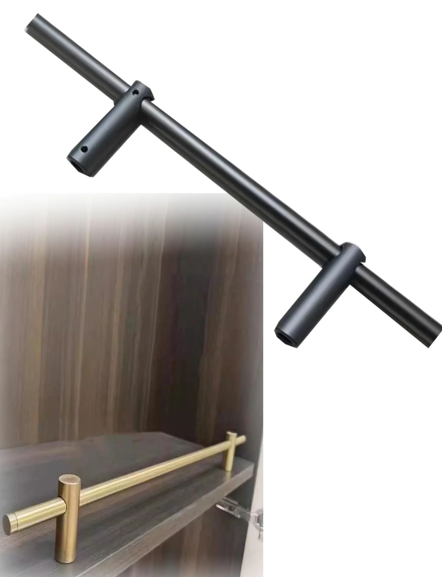 Longitud 15.8"-59.1" Varilla de soporte decorativa de aleación de aluminio, barandilla de protección de muebles for gabinete de vino, estante de madera(Gray,L 1200mm/47.3")