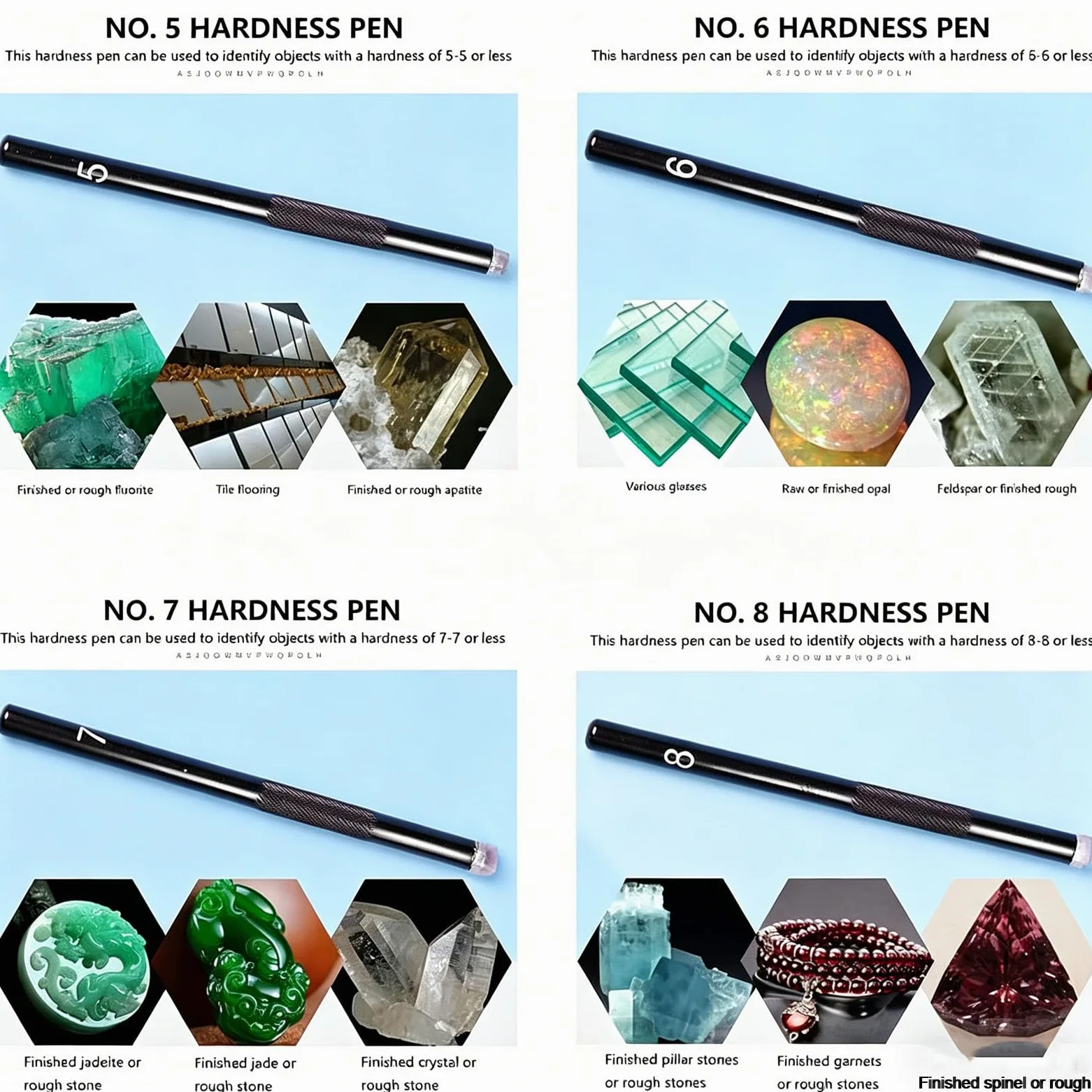 Kit De Prueba De Dureza Mohs De 5 Piezas, Kit Portátil para Medir La Dureza De Metales, Puntas De Dureza Mohs 5-9, Probador De Rayado, para Joyería De Jade, Rocas Y Minerales