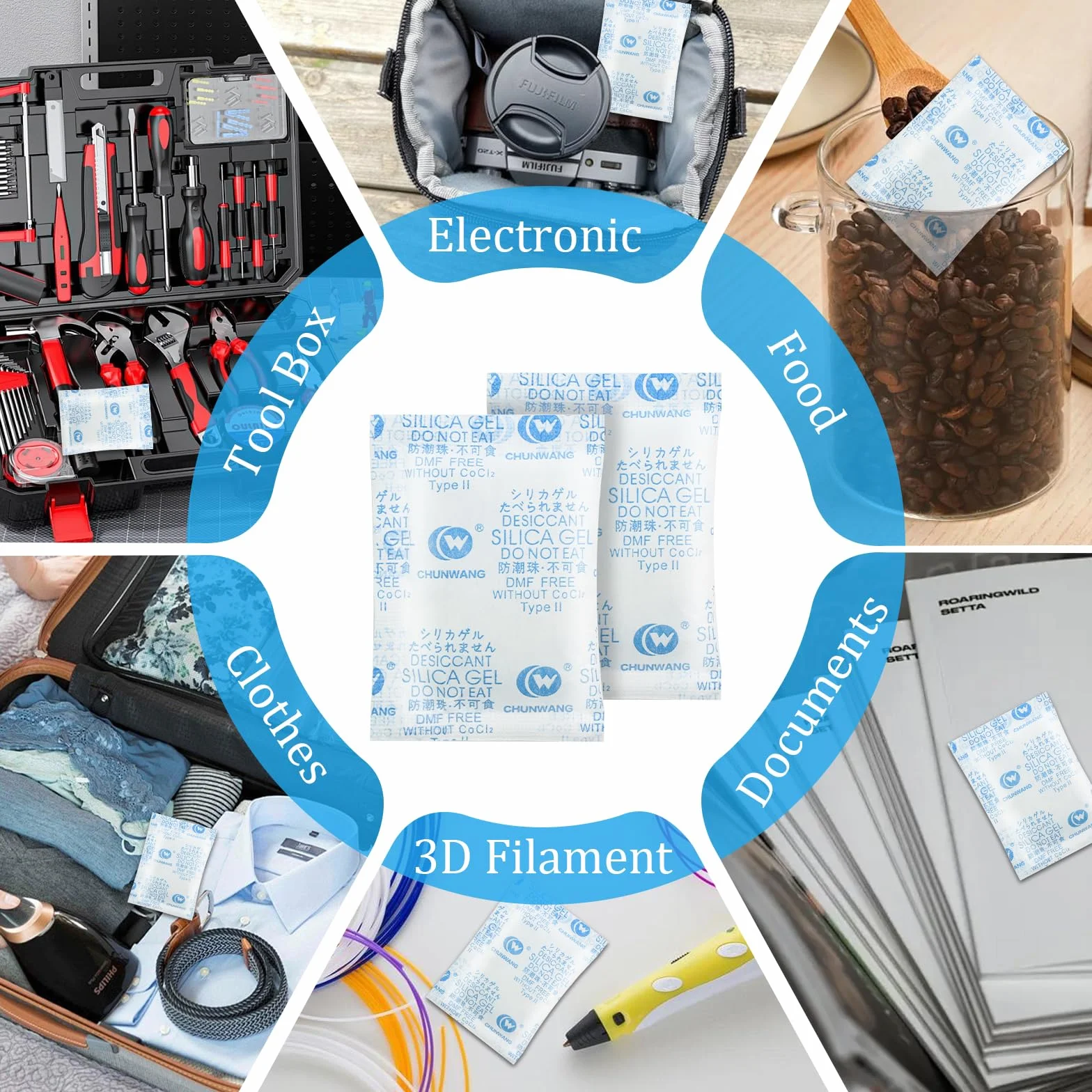 Desecante regenerable de gel de sílice 15g x 30, bolsas para impresoras 3D, almacenamiento de filamentos