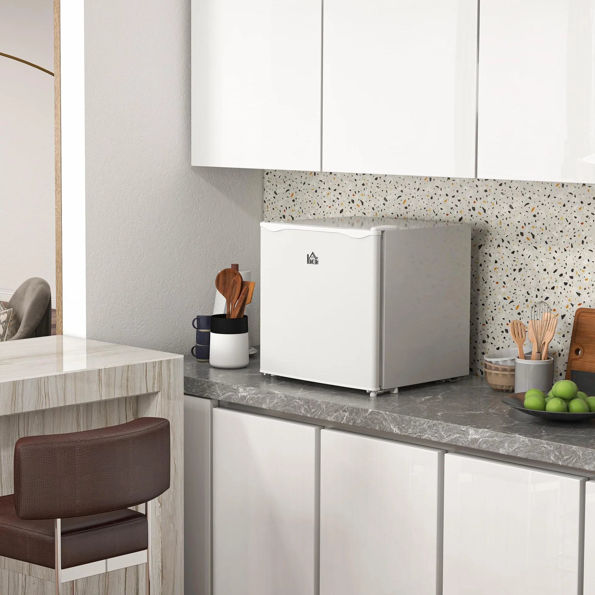 HOMCOM Congelador Vertical 35 L Silencioso Puerta Reversible Temperatura Ajustable Blanco