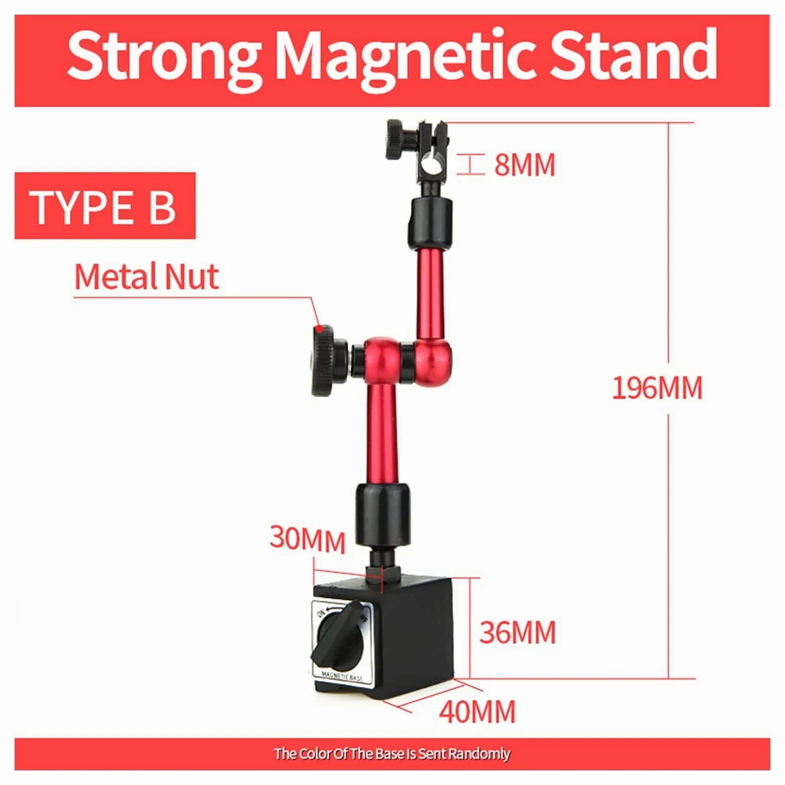 Micrómetro, Indicador de dial soporte magnético Sondas medición calibre Dial Calibrador eléctrico Soporte Base Micrómetro Herramienta la hora(Magnetic Base B)