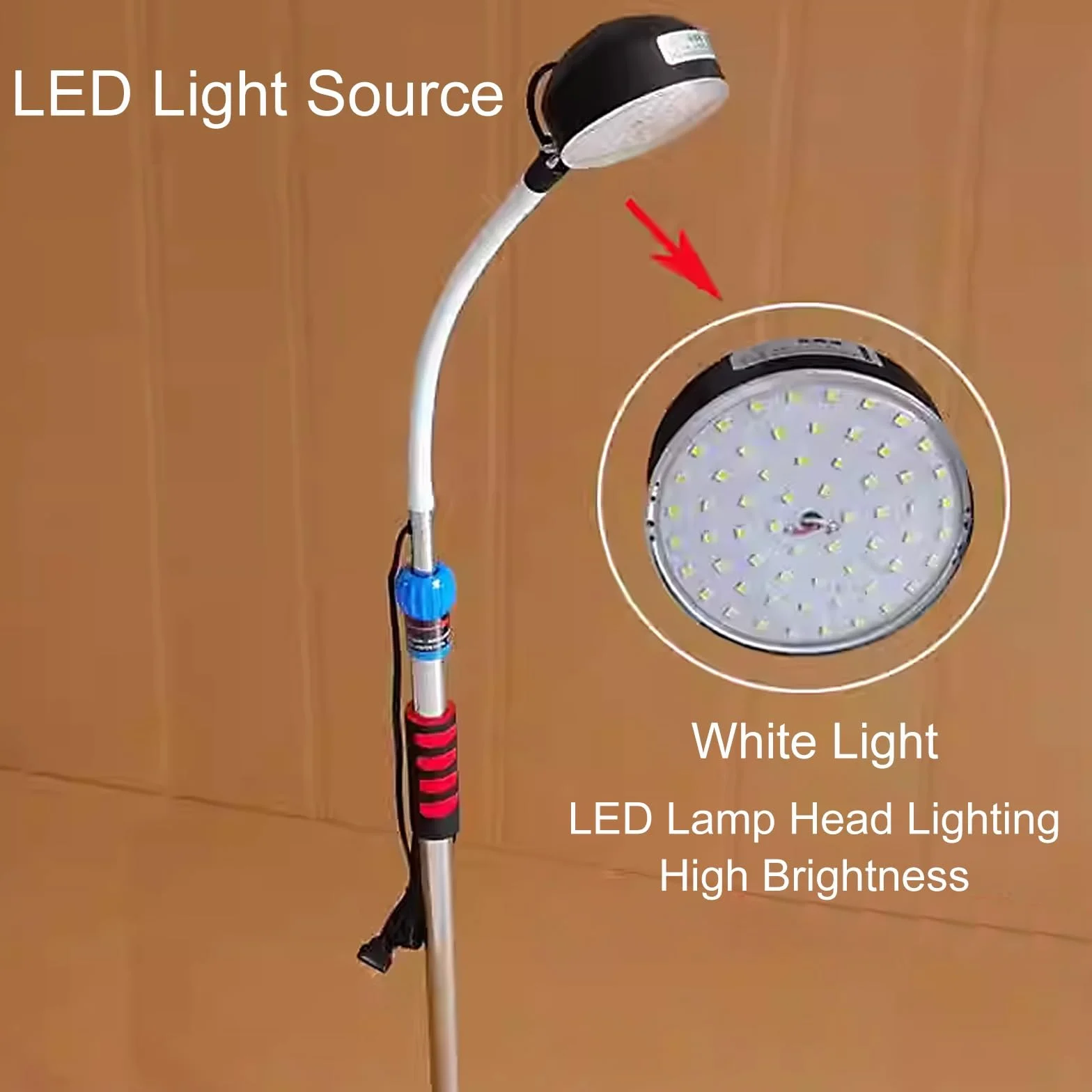 Lámpara de Examen Médico LED de Pie para Exámenes Médicos, Luz LED para Examen de Alta Luminosidad, Cabezal Giratorio de 360° para Ginecología, Odontología