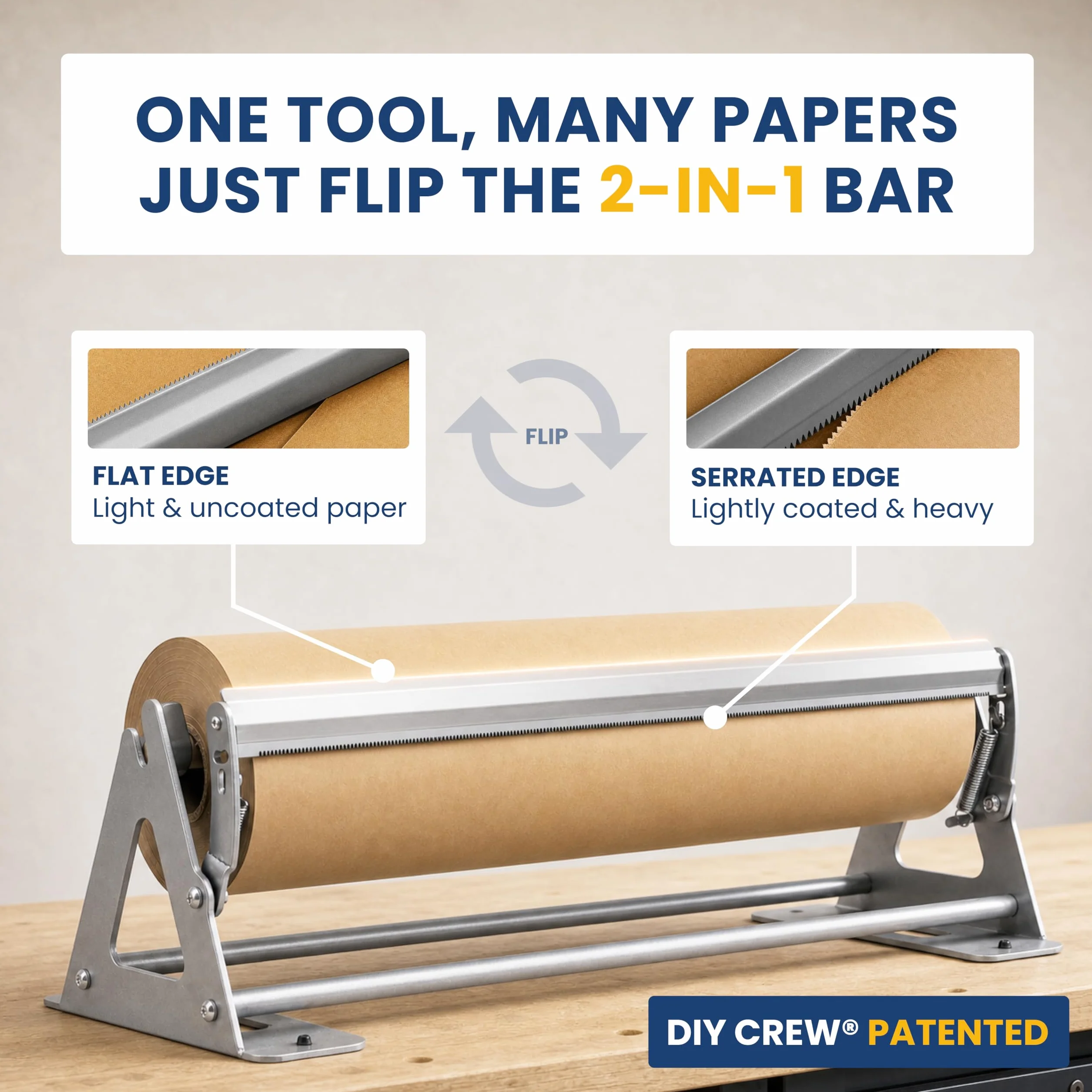 Dispensador y Cortador de Rollos de Papel – Dispensador de Papel de Kraft, congelador y Carnicero Resistente – Antideslizante y montado en la Pared (24 Pulgadas) (hasta Rollos de 1000 pies)