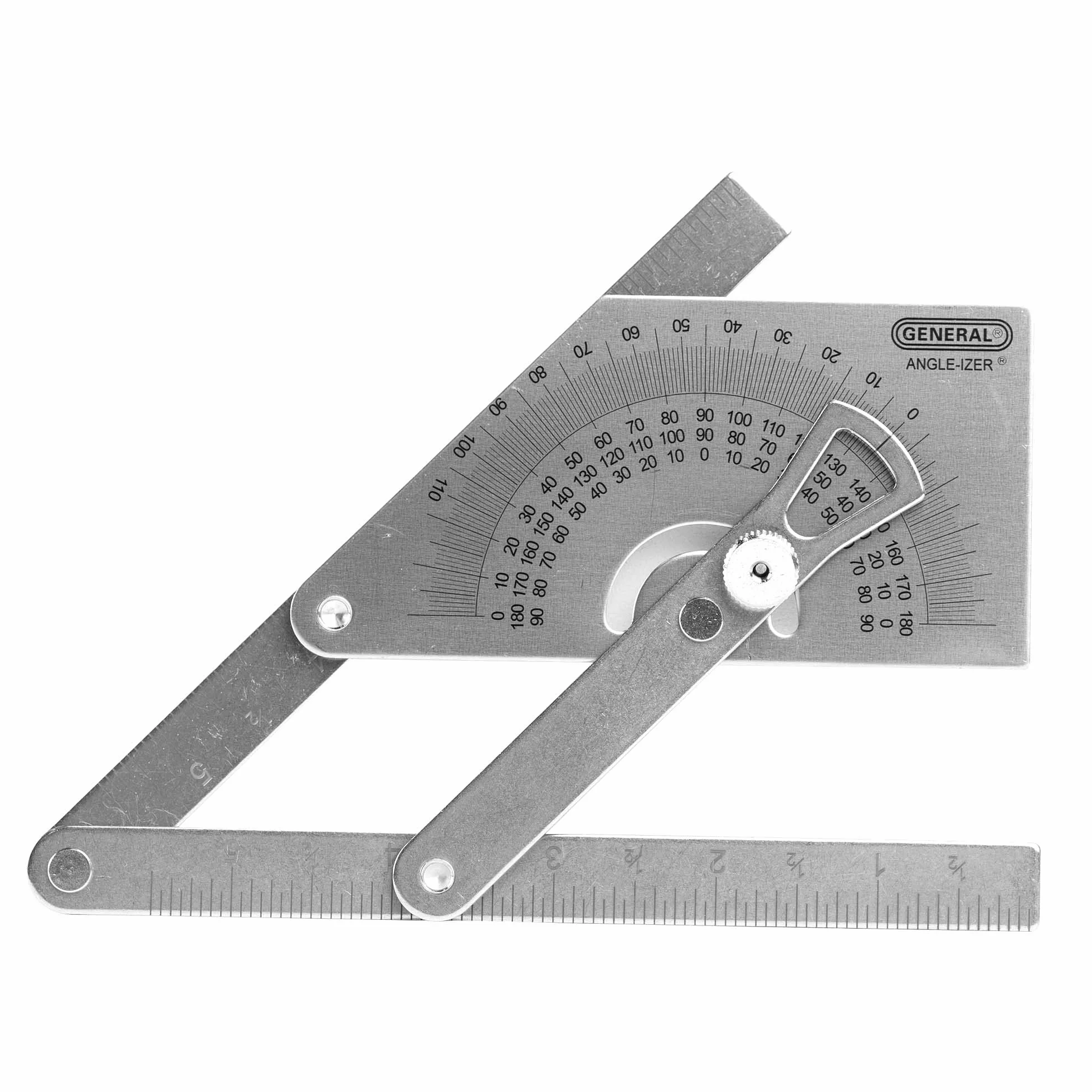 General Tools Transportador y buscador de ángulos #39, acero inoxidable, 0° a 180°
