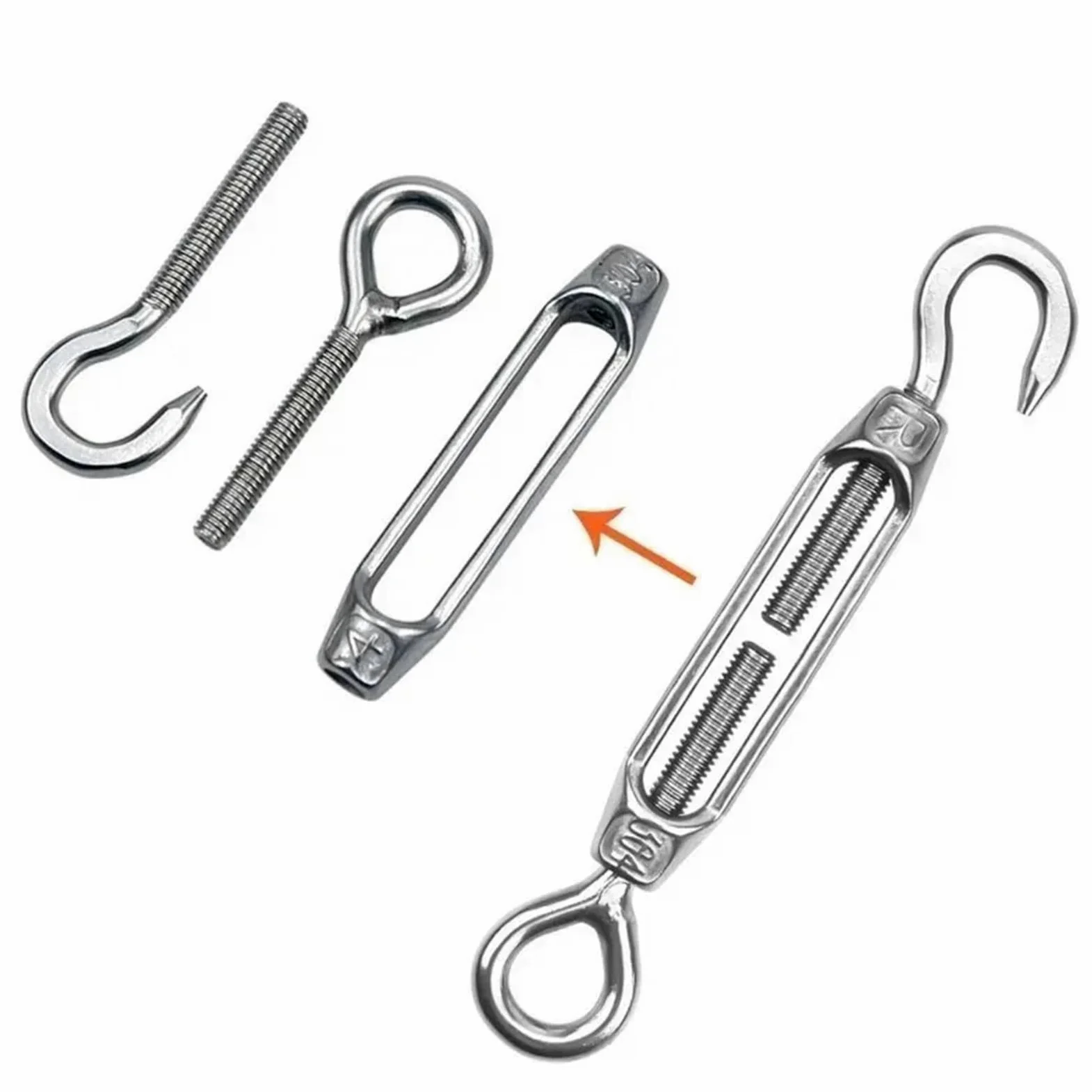 Tensores Para Toldos Tensor de tensor, cuerda alambre, equipo barandilla Cable tensión, tensores gancho y ojo ajustables(M4-OCHook,20PCS)