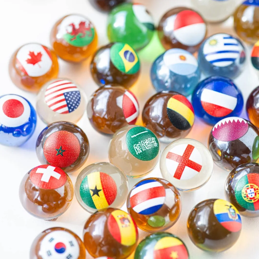Canicas de Cristal 16 mm con Banderas de Mundiales de Fútbol para Circuitos