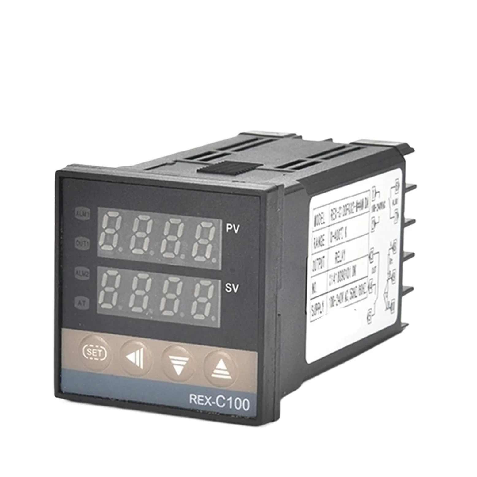 Controlador de temperatura Digital REX-C100 PT100, termostato con salida SSR, relé 40DA SSR, disipador de calor de radiador de aluminio, resistencia de 1m, 1 Uds.(Set 4)