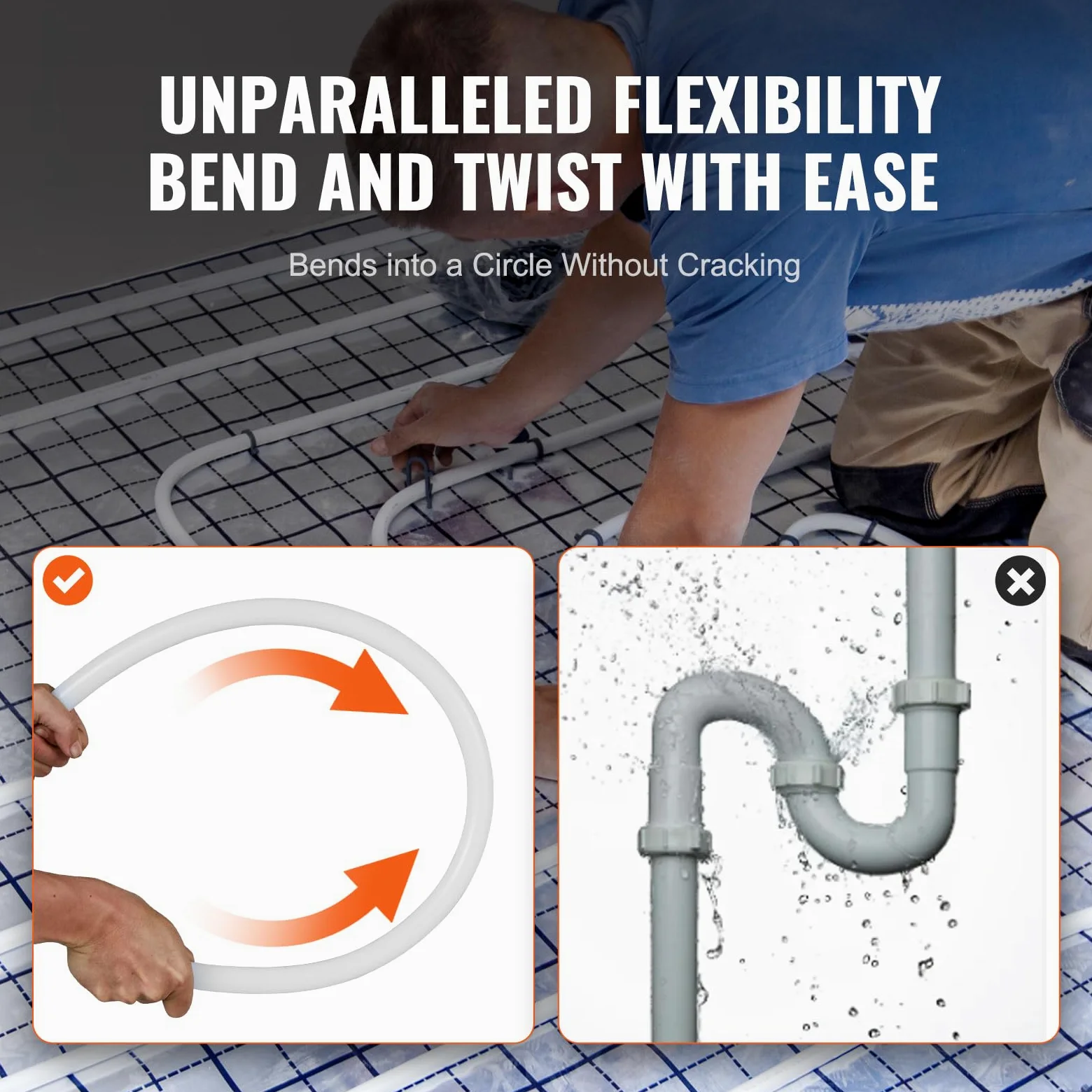 VEVOR PEX Pipe - Tubo flexible de 3/4 pulgadas, barrera sin oxígeno de 100 pies PEX-B para agua potable, para agua caliente/fría y restauración fácil, aplicaciones de fontanería con cortador y