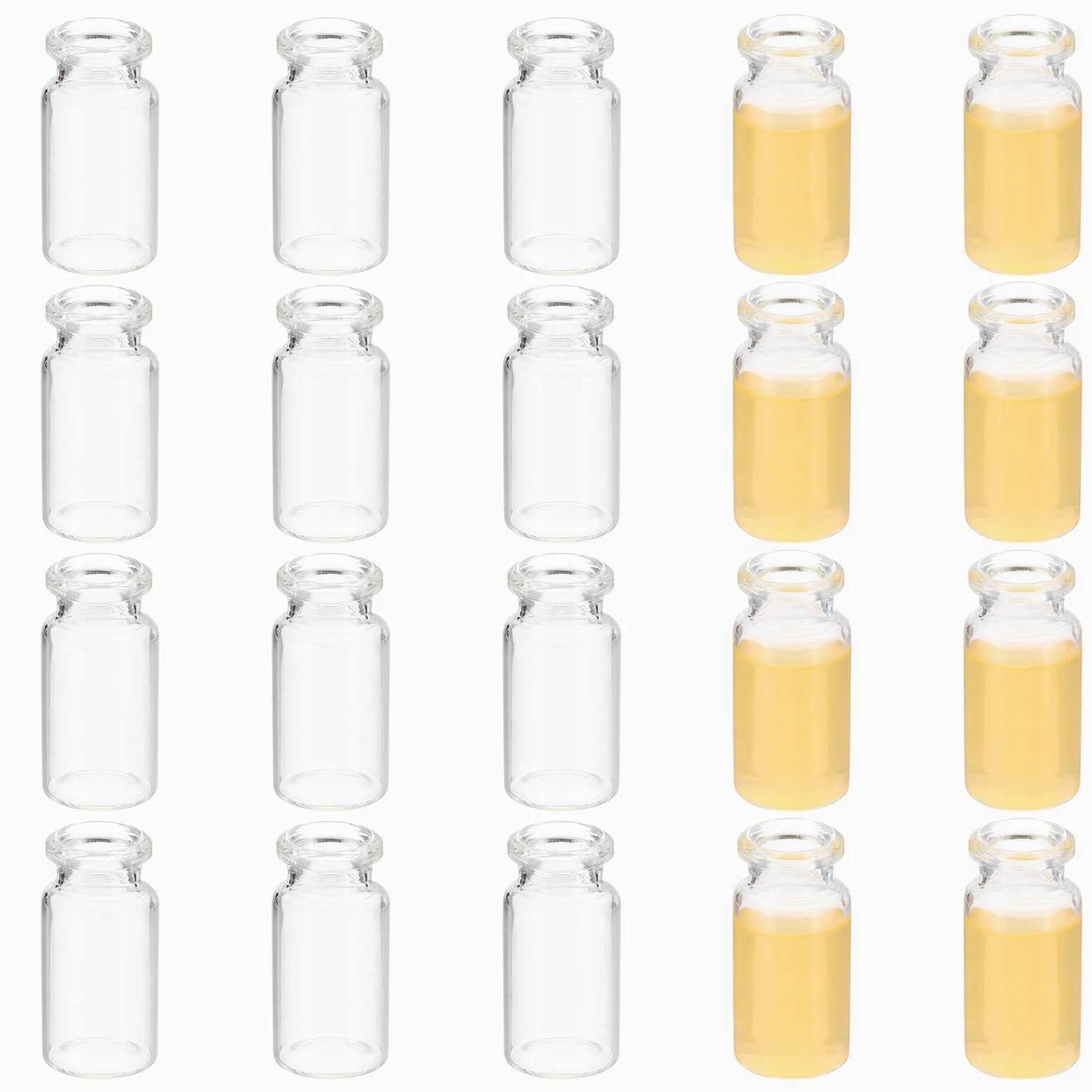 PATIKIL Frascos de Muestra de Espacio de Cabeza de 10 ml, 100 Piezas de Frascos de Vidrio de Borosilicato con Cierre de 20 mm Botellas de Fondo Plano para Laboratorio Científico
