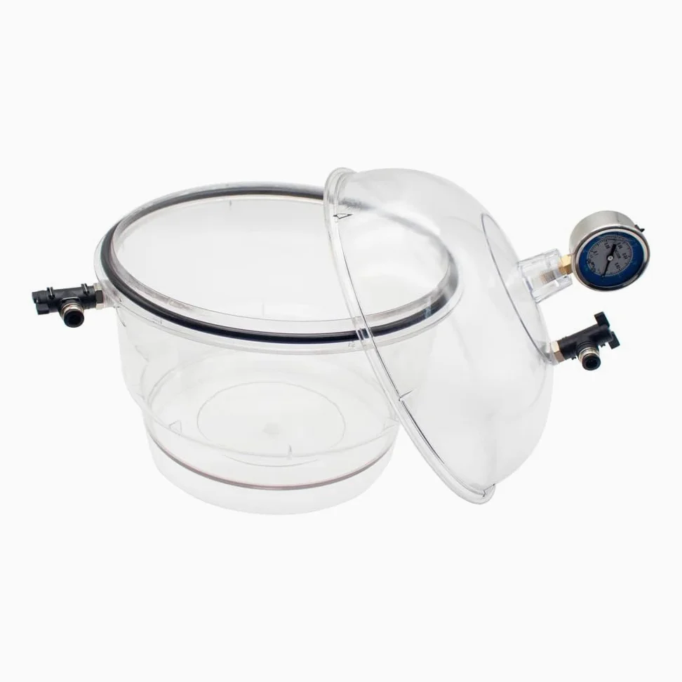 Secador De Vacío De Plástico De Policarbonato De 150 Mm, Válvula Doble De Almacenamiento De Desecador De Laboratorio Con Manómetro