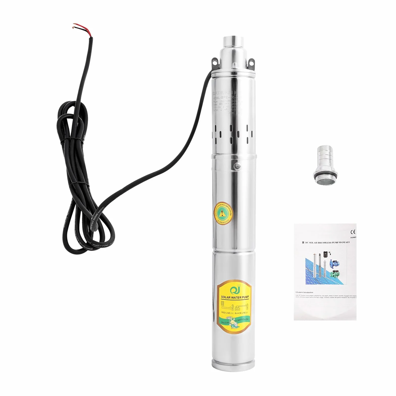Bomba de pozo profundo solar, bomba de agua solar de 24V 370W, bomba de agua solar sin óxido de inmersión solar de 65 m para uso en fábricas, tierras de cultivo, riego