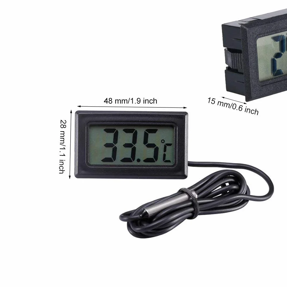 DollaTek Monitor de Temperatura Digital LCD Termómetro con Sonda Externa para Refrigerador Congelador Acuario - Negro