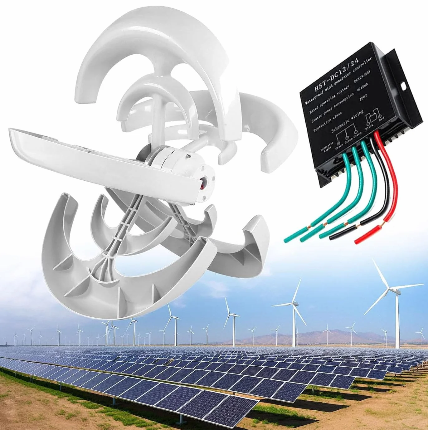 Generador De Turbina Eólica De 4000W Motor De Turbina Eólica De 5 Aspas con Controlador De Carga Kit De Generador De Turbina Eólica para Monitoreo De Jardín Marino Y Barco,White-12V