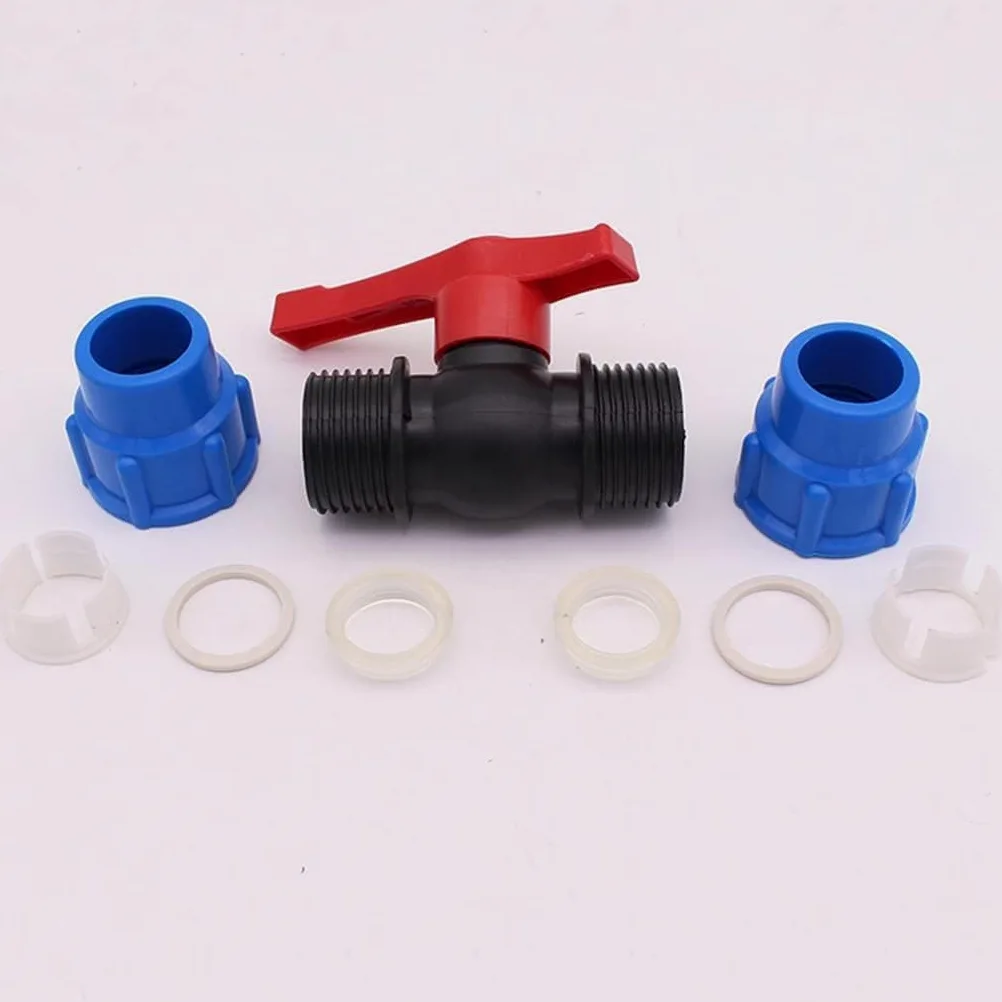 Conector de manguera con tope de agua, válvula rápida para tubo de plástico de 20-63 mm, accesorios de válvula de bola recta unidireccional, 1 pieza