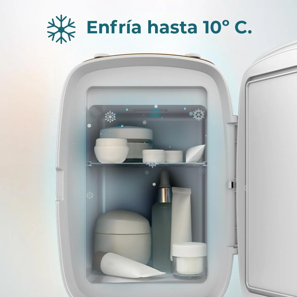 Cecotec Bamba CoolingBeauty 6000 Mirror Rose Mini Frigorífico 6L Nevera Pequeña Cosméticos Puerta Espejo LED