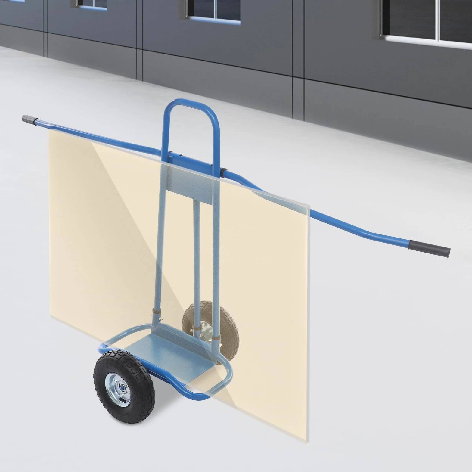 Carro de placas de yeso y paneles de madera, capacidad de carga de 220 kg, con asas de doble cara y ruedas grandes (26 cm), ideal para paneles de yeso, renovación, almacén, obra, color azul