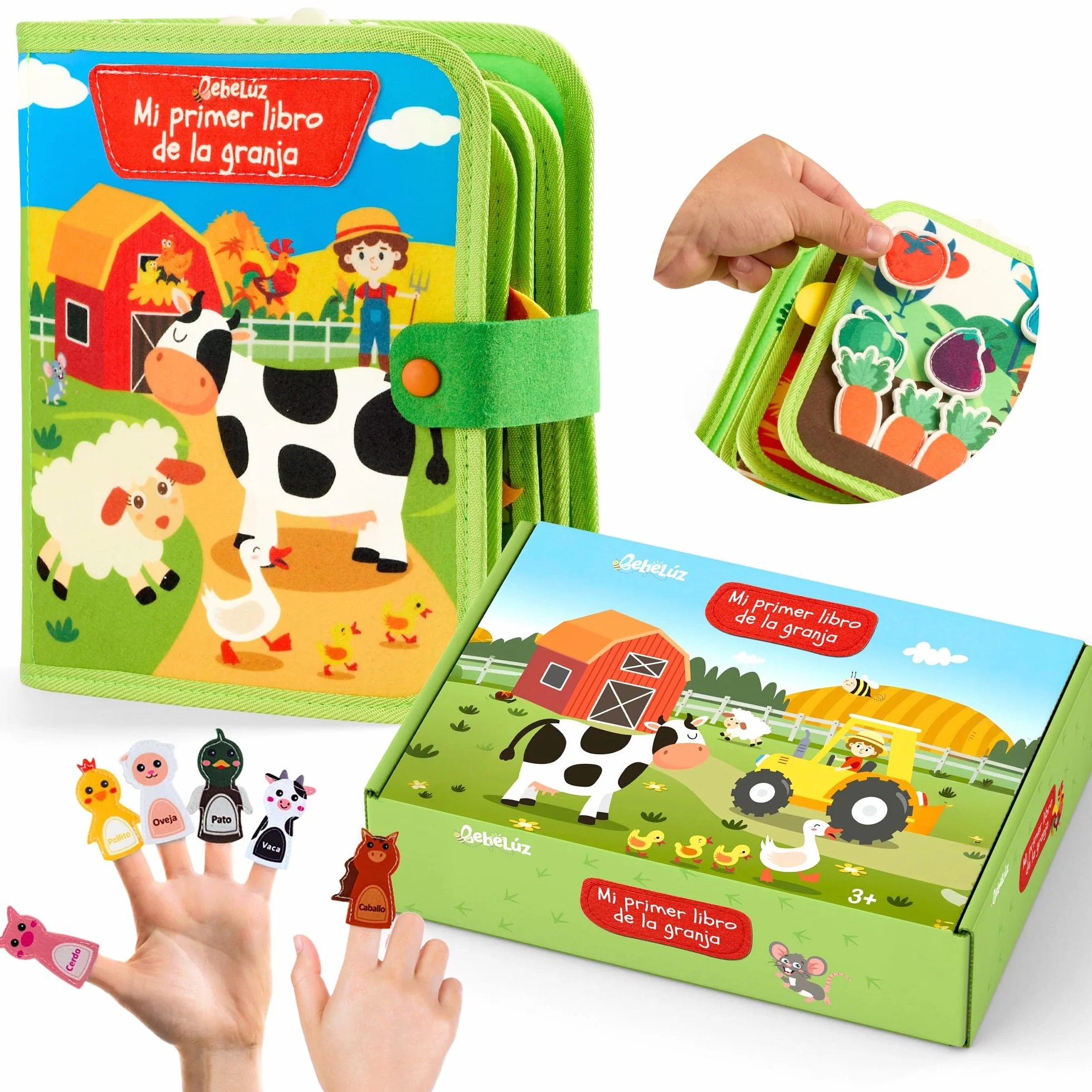 Libro Montessori en Español - Busy Board 20 en 1, Busy Book Interactivo de Animales Granja para Bebé