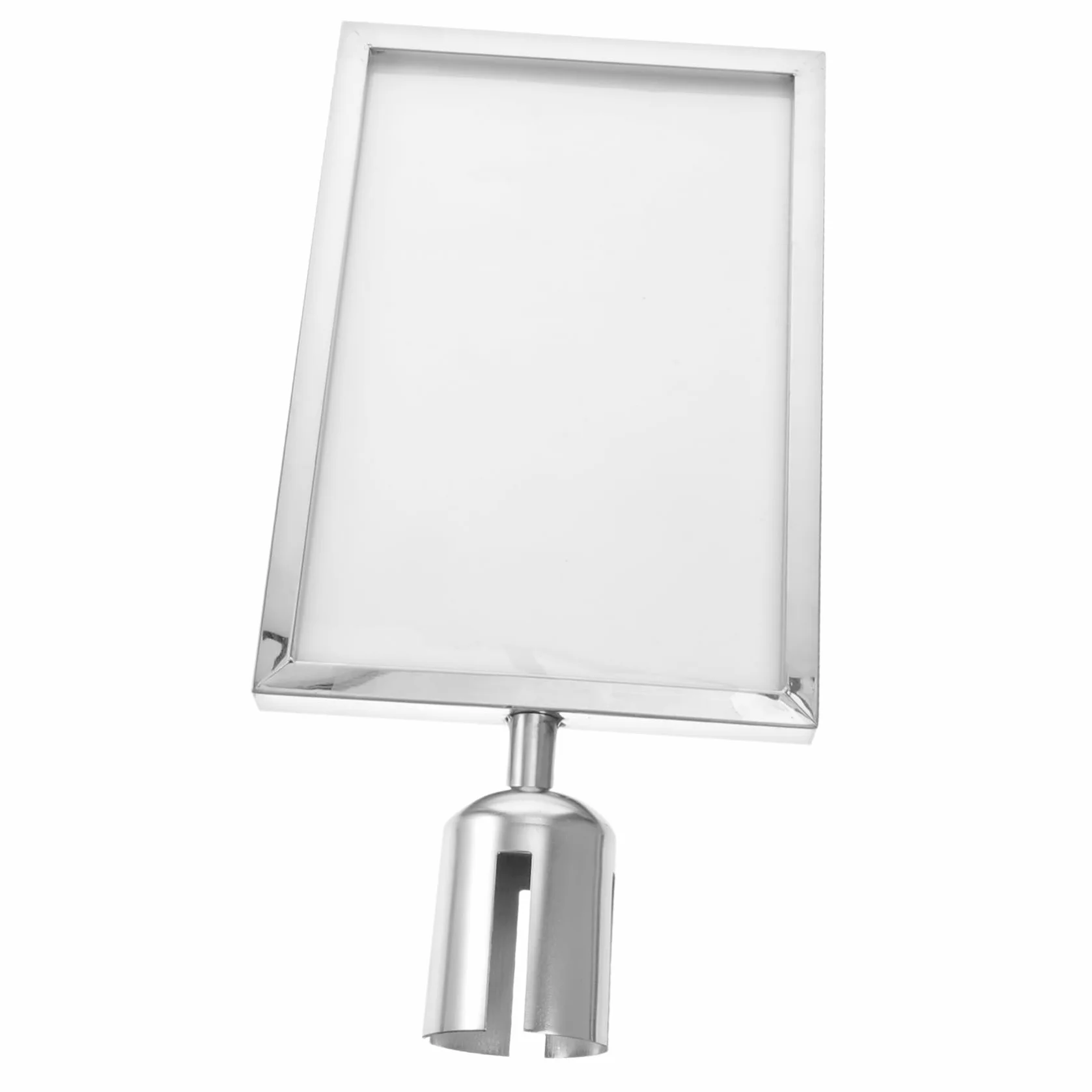 VILLCASE Letrero Tamaño A4 Acero Inoxidable Marco Vertical Poste Soporte Correa Retráctil