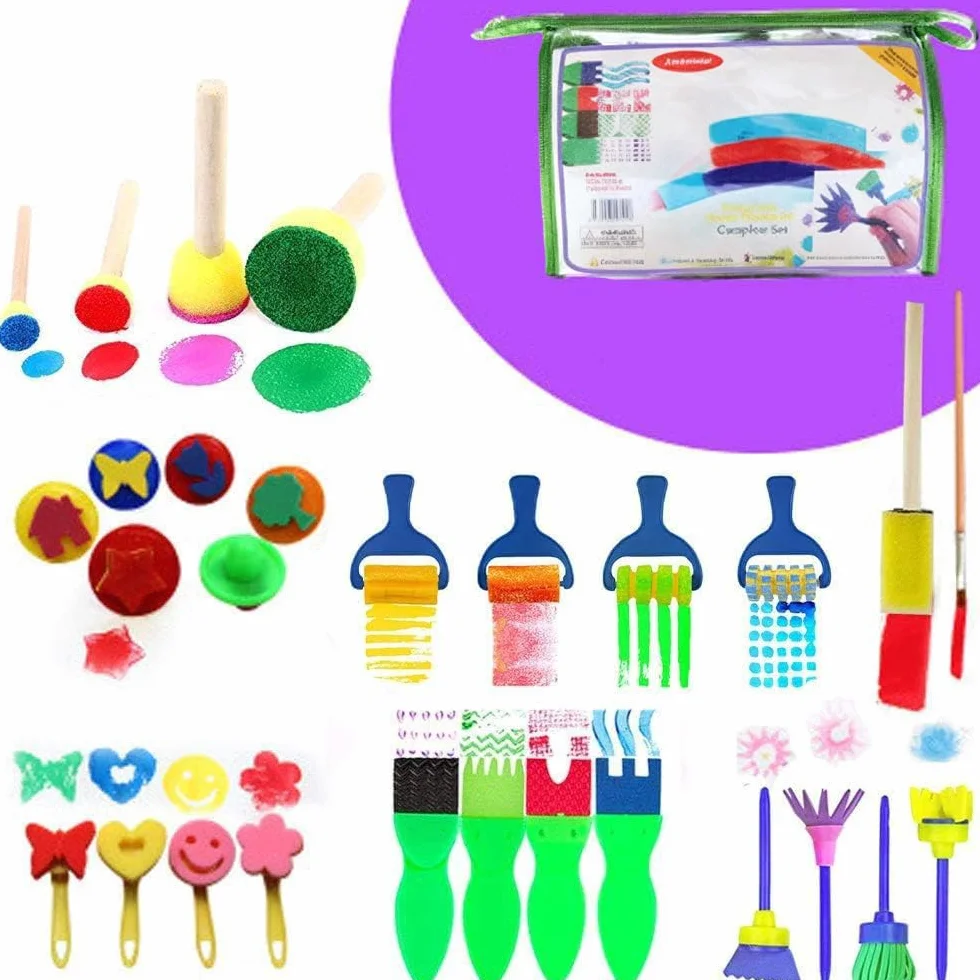 Harxin 30 Piezas Cepillos de Pintura de Esponja Herramientas de Dibujo para Artes DIY