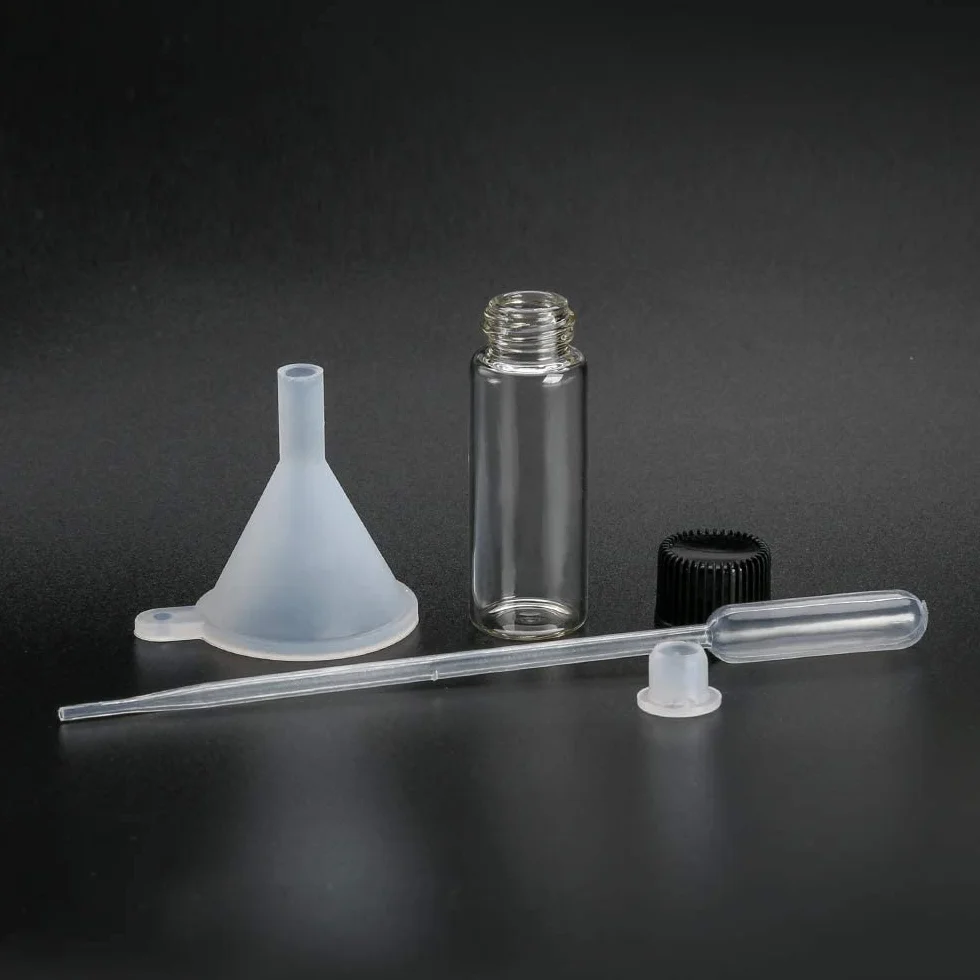 Botellas de Muestra de Vidrio 5ml con Tapa Negra de Rosca, Mini Viales Vacíos para Aceites Esenciales