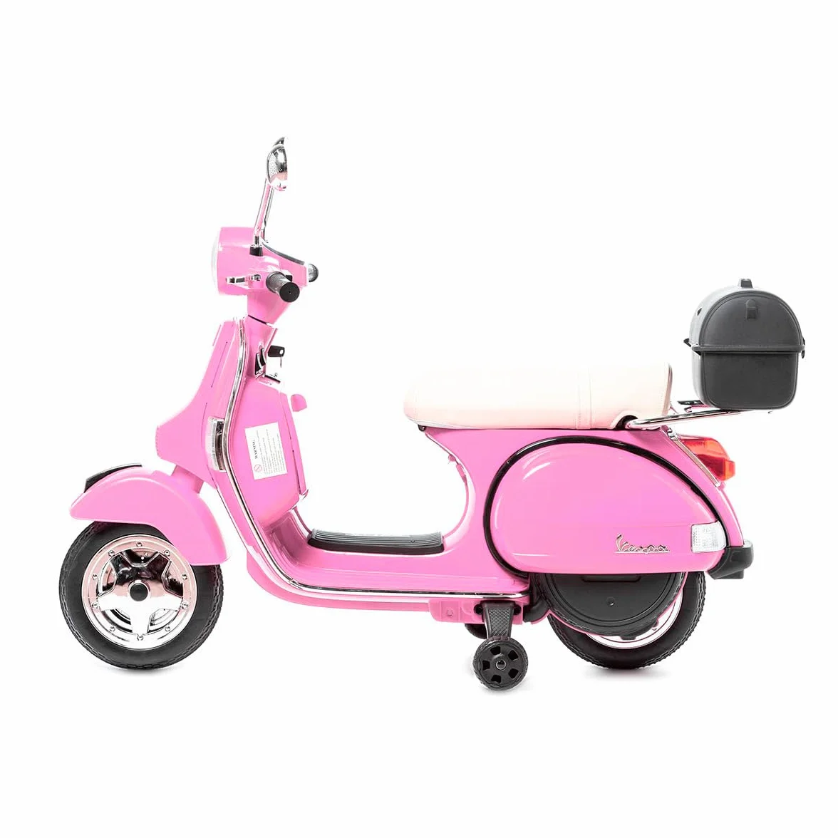 Vespa Clásica Moto Eléctrica 12V para Niños Licencia Oficial Piaggio con Batería Recargable, Ruedines, Luces y Sonidos - Scooter Infantil 3-6 Años (Rose)