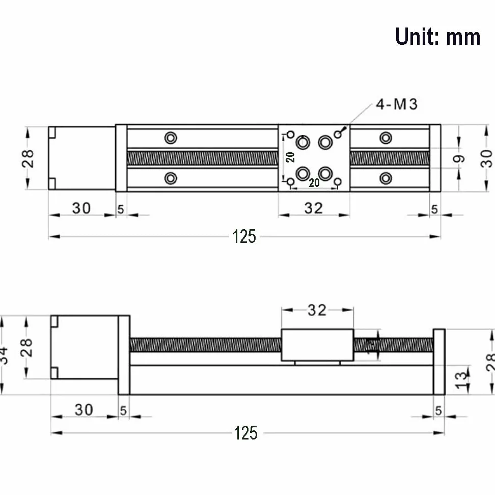 1 mini accionador de guía lineal de carril T6x1 tornillo de plomo con motor paso a paso NEMA11,longitud de carrera efectiva de 50mm para piezas de enrutador CNC X Y Z lineal (tamaño:50 mm)