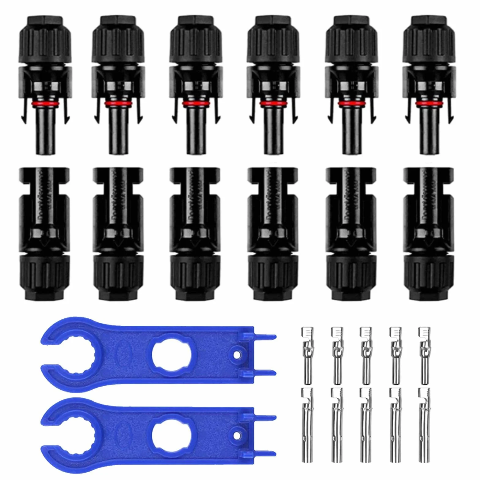 Conectores solares IP67, 6 pares macho/hembra, conector de panel solar con 2 llaves de cable