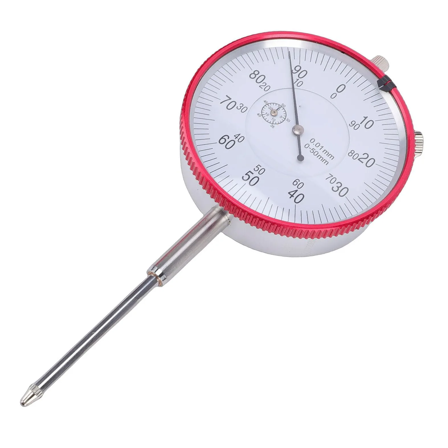 Bewinner Indicador de Dial de Puntero de Precisión de 0-50 Mm 0,01 Mm, Indicador de Prueba de Dial Mecánico con Punteros Dobles, Herramienta de Medición de Acero Inoxidable con Movimiento de Alta