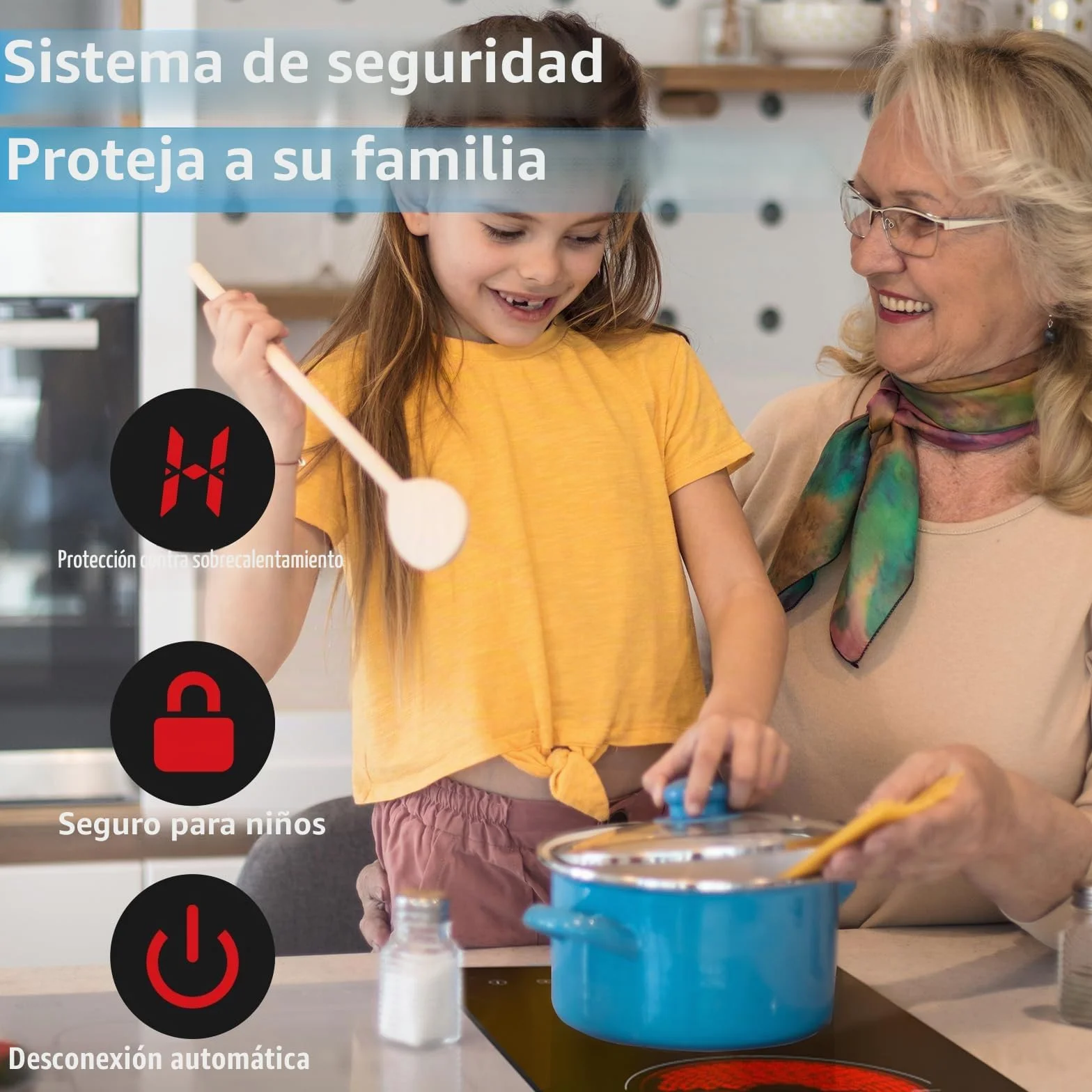 WEHIMO Placa Vitrocerámica 2 Zonas 3000W Control Táctil Seguridad Infantil Temporizador