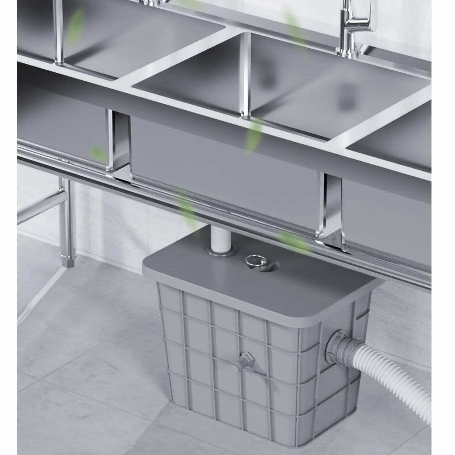Separador De Grasa Comercial Para Instalación Bajo Encimera, Separador De Agua Y Aceite De Plástico De 15/29/41 Litros, Entrada De 3-4 Cm, A Prueba De Olores Para Fregadero De Cocina ,65*35*31CM,Left