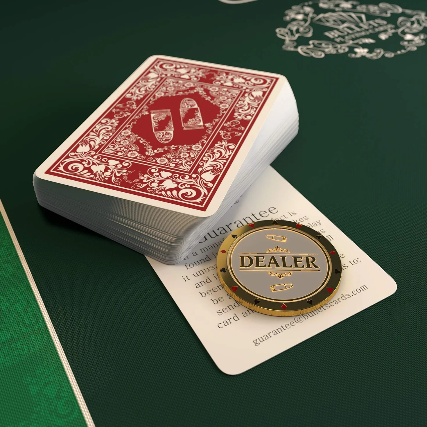 Bullets Playing Cards Golden Poker Dealer Botón de Metal