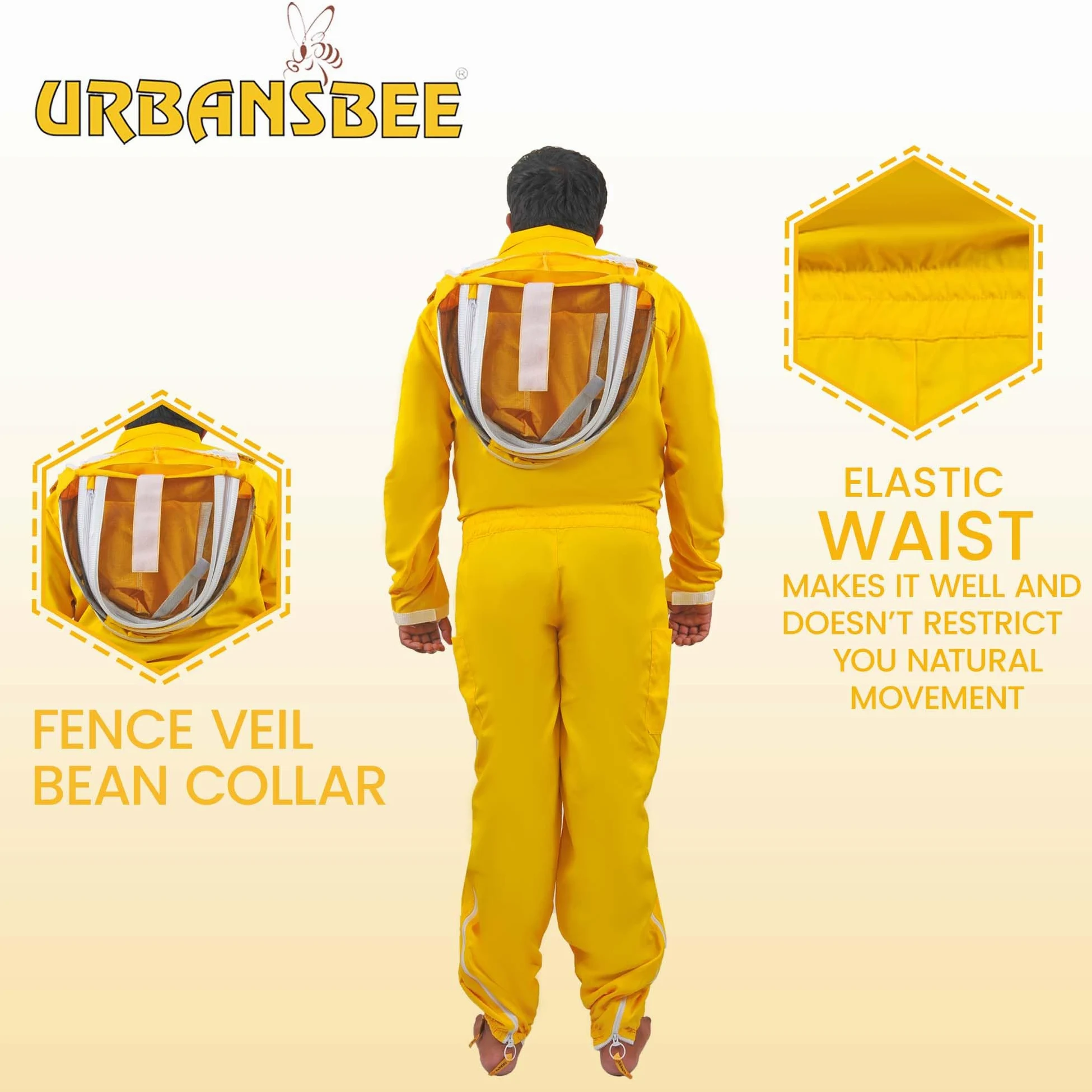Traje de Apicultura Algodón Doble Cremallera con sombrero elegante, Anti abeja protectora Beekeeping suit, Traje Apicultores de Chaqueta ropa para Profesional apicultor
