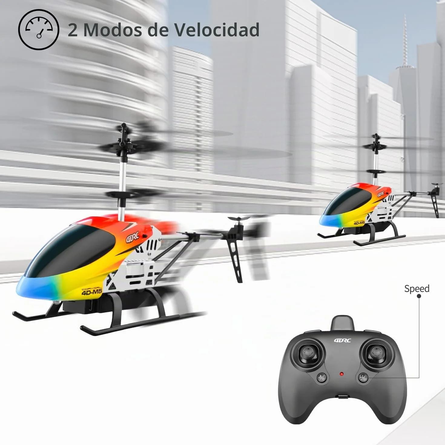 4DRC M5 Helicóptero Teledirigido Interior, Mini Helicóptero Juguete 3,5 Canales LED, 2 Baterías