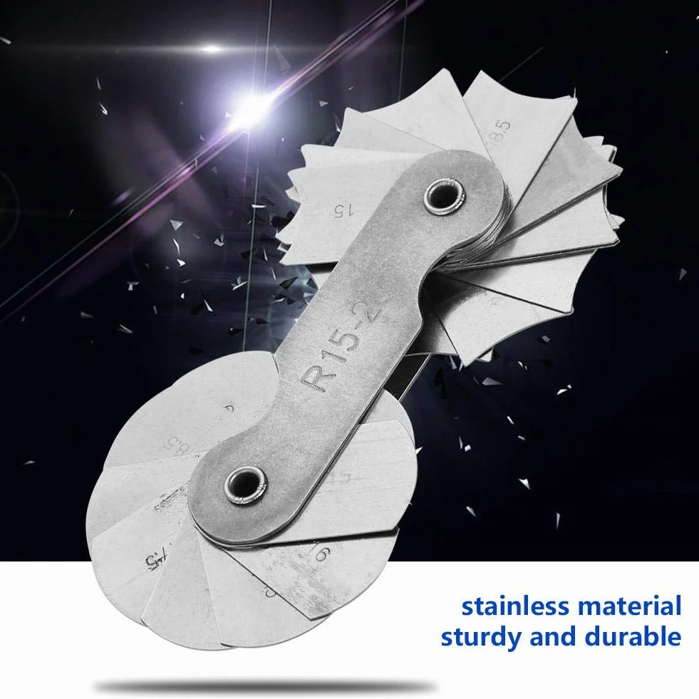 Acero Inoxidable Radius Fillet Gauge Cóncavo Convexo Herramienta de Medición R15-25MM
