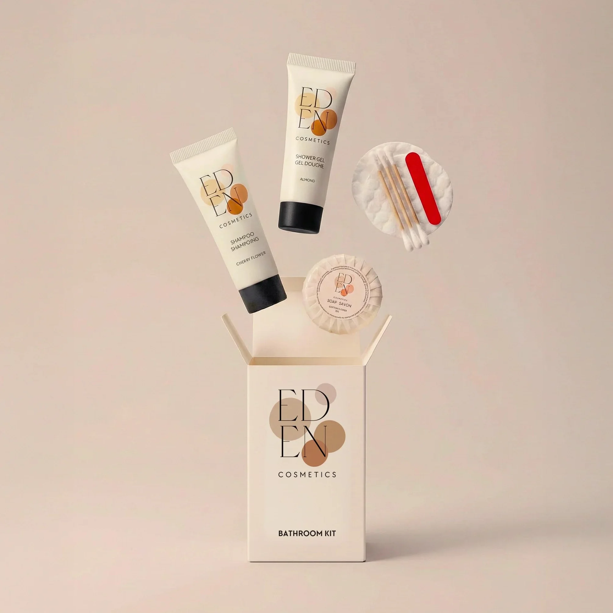 Kit de bienvenida para baño | Ideal para Airbnb & Hoteles | Cosméticos perfumados | 200 juegos completos y listos para usar | Producto de bienvenida