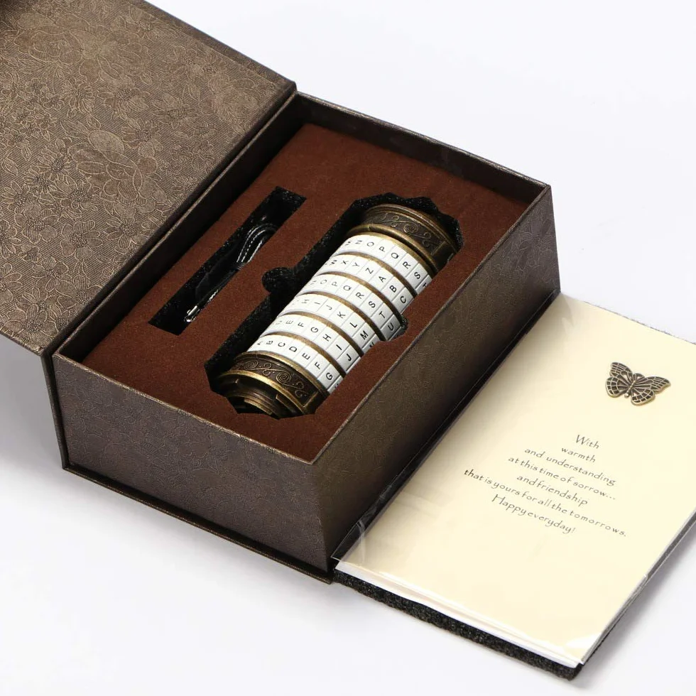 Da Vinci Code Mini Cryptex Lock Puzzle Brain Teaser Gift for Couples Blanco