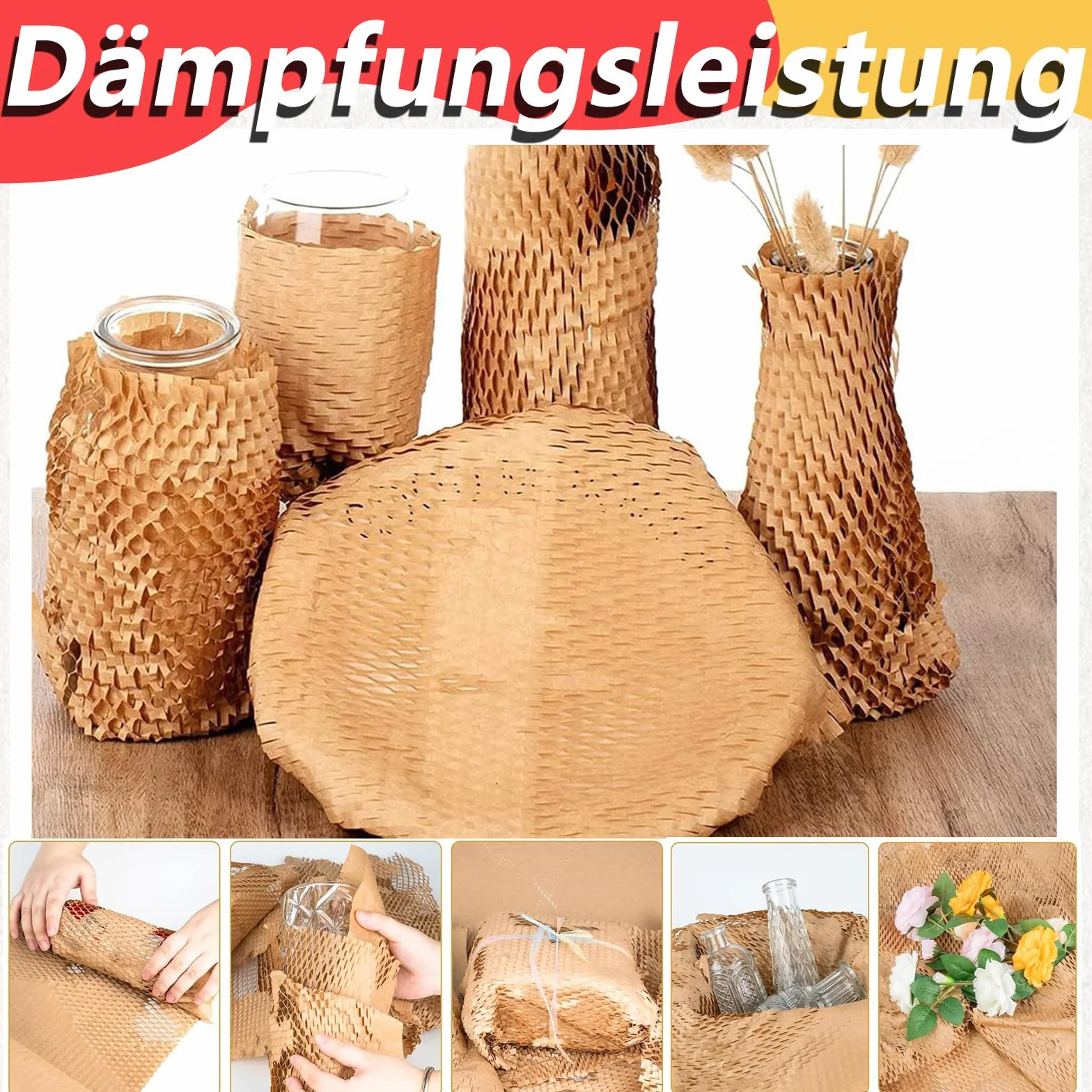 Papel de nido de abeja 30 cm x 30 m, rollo de protección para embalaje de regalos y artículos frágiles
