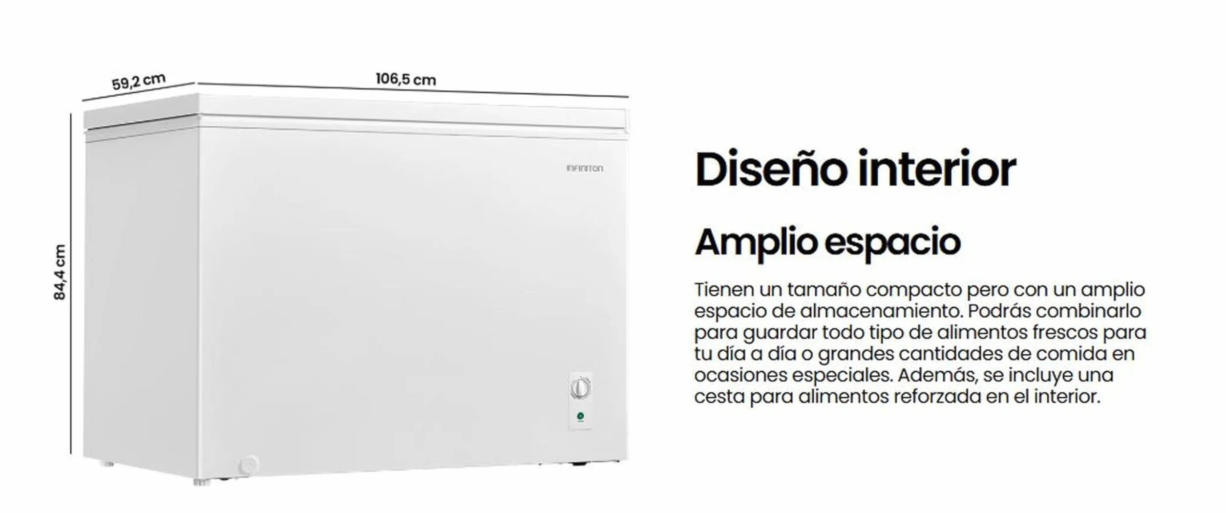 INFINITON Arcon Congelador CH-30H85BEH 293L FAST FREEZING STAND BY Blanco Compresor Silent design