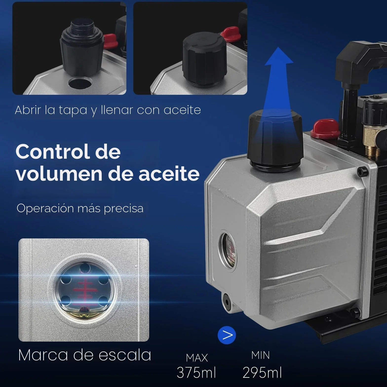 BACOENG 4,5CFM Bomba de Vacío, 1/3 HP Bomba de Vacío para Aire Acondicionado 1440r/min para HVAC AC Refrigerante Aire Herramienta