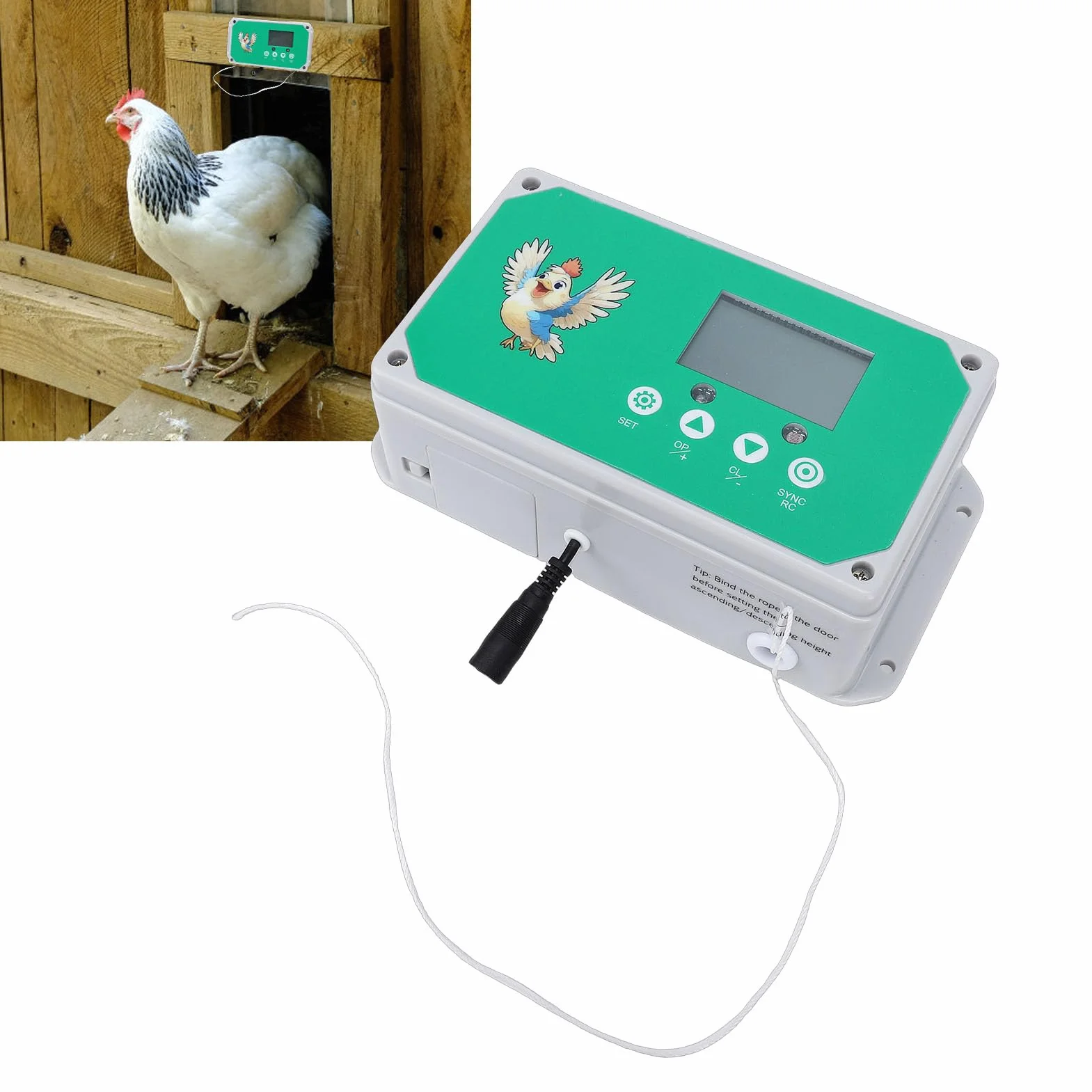 HEEPDD Abridor Automático de Puerta para Gallinero, de Aluminio Resistente a la Intemperie, con Control Remoto, Eléctrico, con Temporizador y Pantalla LED HD para (Enchufe de la UE 100-240V)