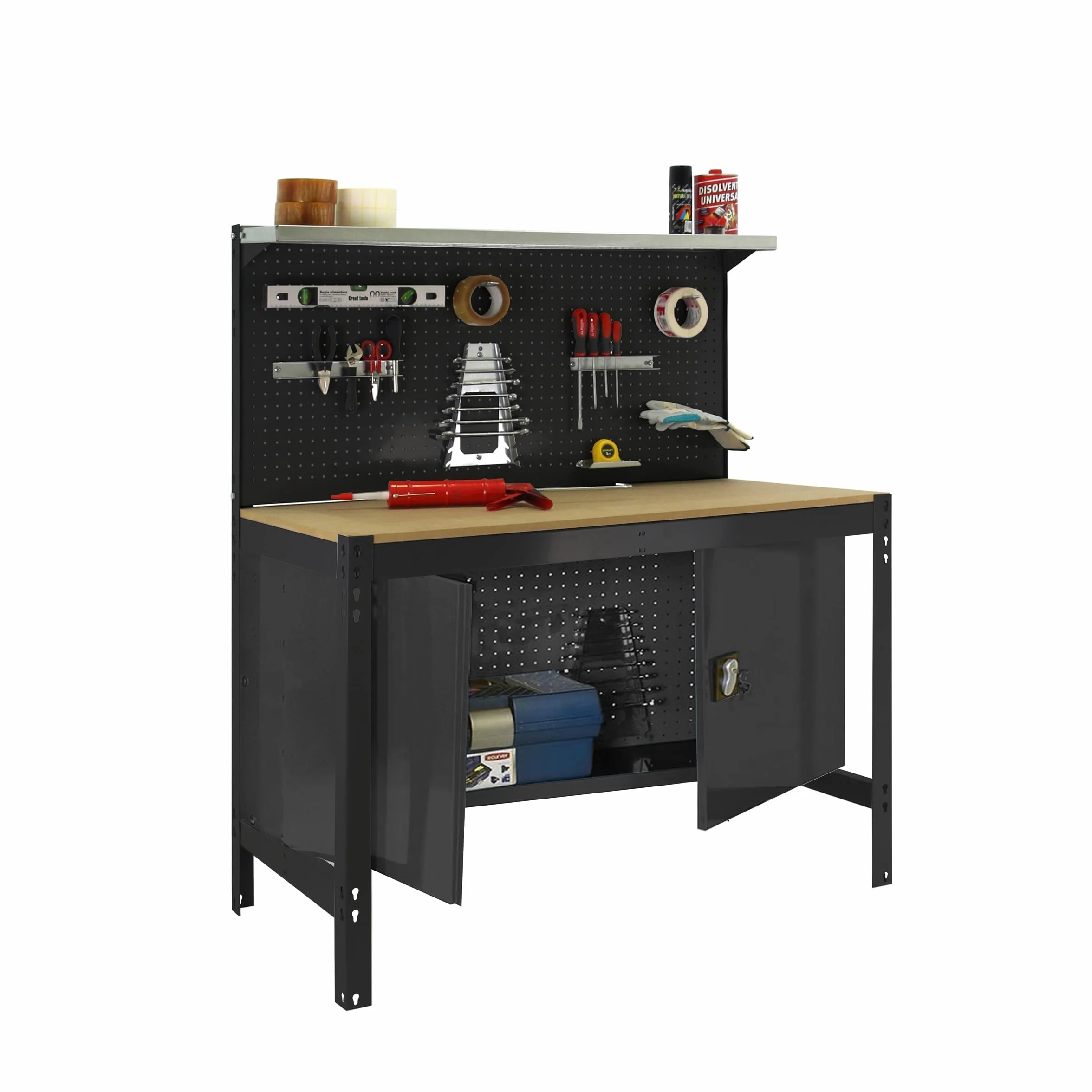 Simon Rack Banco de Trabajo Taller 600 kg 1445x1210x610 mm Mesa de Trabajo Guarda Herramientas Antracita/Madera BT3