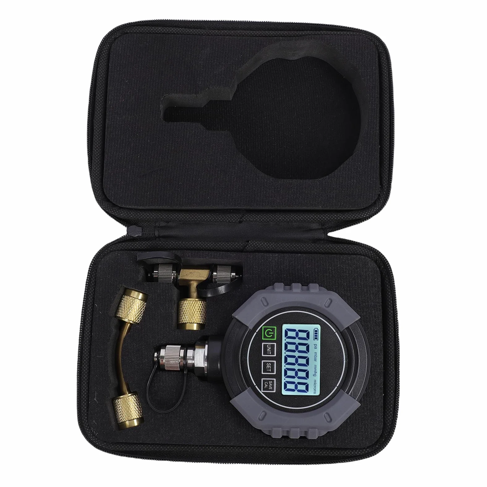 AMONIDA Medidor de Vacío Digital Medidor de Micrones HVAC con Monitoreo de Aplicación Compensación de Temperatura para Detección de Fugas en Sistemas de Vacío de Refrigeración HVAC