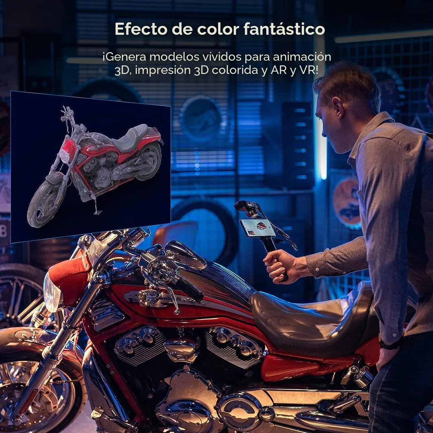 Creality CR-Scan Ferret 3D Scanner, Portátil Escáner 3D para Impresora 3D, Velocidad de escaneo de 30 FPS Precisión de 0,1 mm A Todo Color para teléfono Android PC Win 10/11