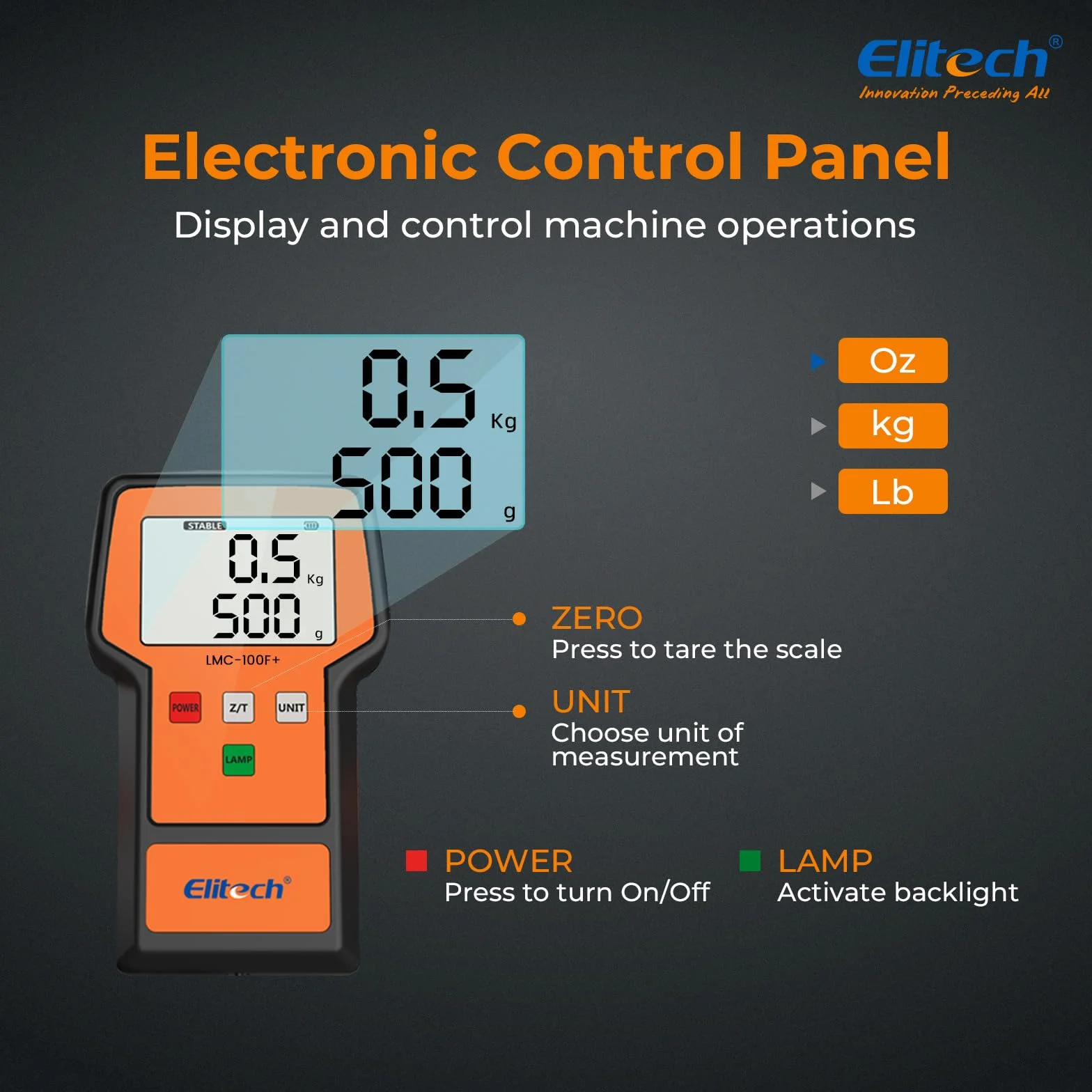 Elitech Báscula Electrónica Refrigerante 50KG de medición más Pesada para HVAC, Escala de Recuperación de Peso de Carga Electrónica de Refrigerante Inalámbrico LMC-100F+